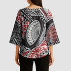 Aotearoa Maori Rugby Tribal Tattoo Kimono Sleeve Blouse Kowhaiwhai Taniko Patchwork Motifs - Aussie Hoodie