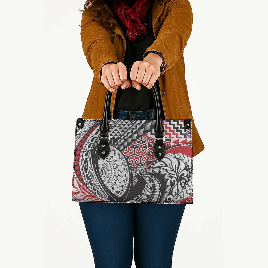 Aotearoa Maori Rugby Tribal Tattoo Leather Bag Kowhaiwhai Taniko Patchwork Motifs - Aussie Hoodie