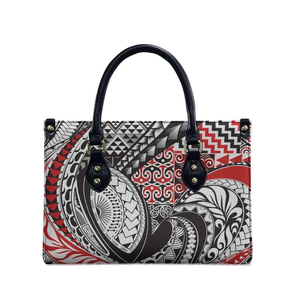 Aotearoa Maori Rugby Tribal Tattoo Leather Bag Kowhaiwhai Taniko Patchwork Motifs - Aussie Hoodie