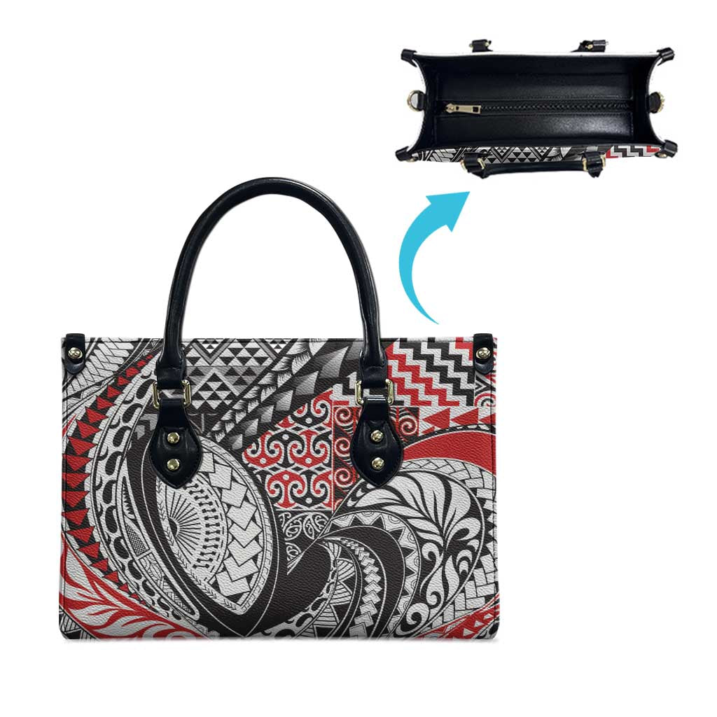 Aotearoa Maori Rugby Tribal Tattoo Leather Bag Kowhaiwhai Taniko Patchwork Motifs - Aussie Hoodie