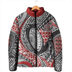 Aotearoa Maori Rugby Tribal Tattoo Padded Jacket Kowhaiwhai Taniko Patchwork Motifs - Aussie Hoodie
