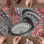 Aotearoa Maori Rugby Tribal Tattoo Puzzle Kowhaiwhai Taniko Patchwork Motifs - Aussie Hoodie