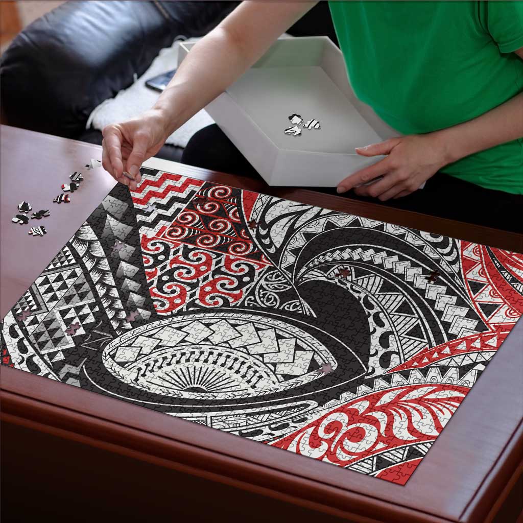 Aotearoa Maori Rugby Tribal Tattoo Puzzle Kowhaiwhai Taniko Patchwork Motifs - Aussie Hoodie