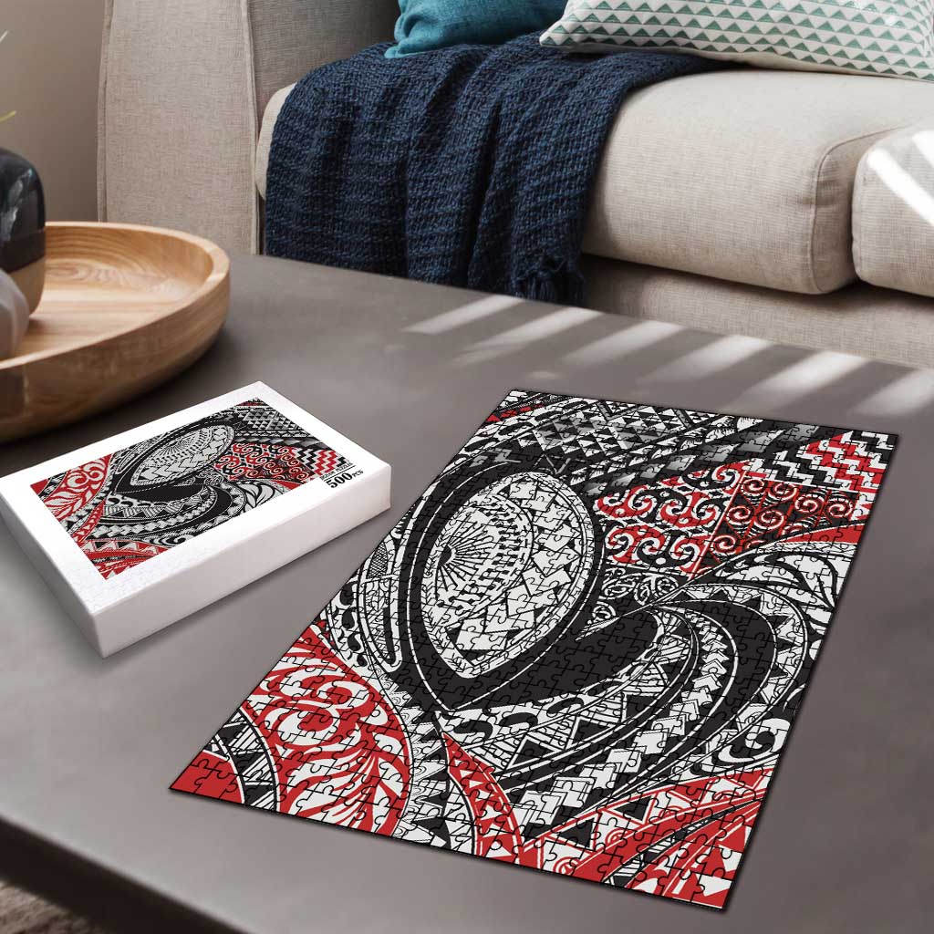 Aotearoa Maori Rugby Tribal Tattoo Puzzle Kowhaiwhai Taniko Patchwork Motifs - Aussie Hoodie
