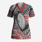 Aotearoa Maori Rugby Tribal Tattoo Scrub Top Kowhaiwhai Taniko Patchwork Motifs - Aussie Hoodie