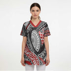 Aotearoa Maori Rugby Tribal Tattoo Scrub Top Kowhaiwhai Taniko Patchwork Motifs - Aussie Hoodie