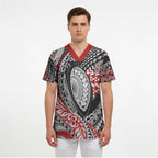 Aotearoa Maori Rugby Tribal Tattoo Scrub Top Kowhaiwhai Taniko Patchwork Motifs - Aussie Hoodie