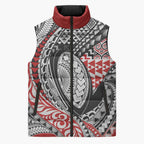 Aotearoa Maori Rugby Tribal Tattoo Sleeveless Puffer Jacket Kowhaiwhai Taniko Patchwork Motifs - Aussie Hoodie