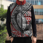 Aotearoa Maori Rugby Tribal Tattoo Sleeveless Puffer Jacket Kowhaiwhai Taniko Patchwork Motifs - Aussie Hoodie