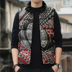 Aotearoa Maori Rugby Tribal Tattoo Sleeveless Puffer Jacket Kowhaiwhai Taniko Patchwork Motifs - Aussie Hoodie