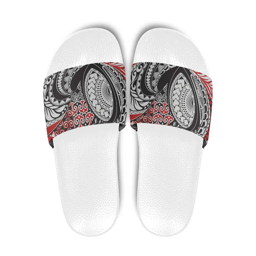 Aotearoa Maori Rugby Tribal Tattoo Slide Sandals Kowhaiwhai Taniko Patchwork Motifs - Aussie Hoodie