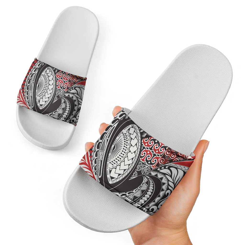Aotearoa Maori Rugby Tribal Tattoo Slide Sandals Kowhaiwhai Taniko Patchwork Motifs - Aussie Hoodie