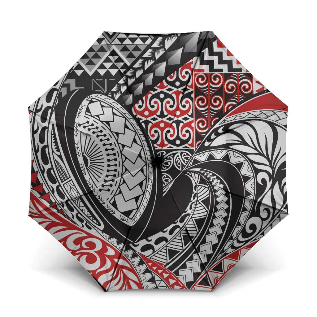 Aotearoa Maori Rugby Tribal Tattoo Umbrella Kowhaiwhai Taniko Patchwork Motifs - Aussie Hoodie