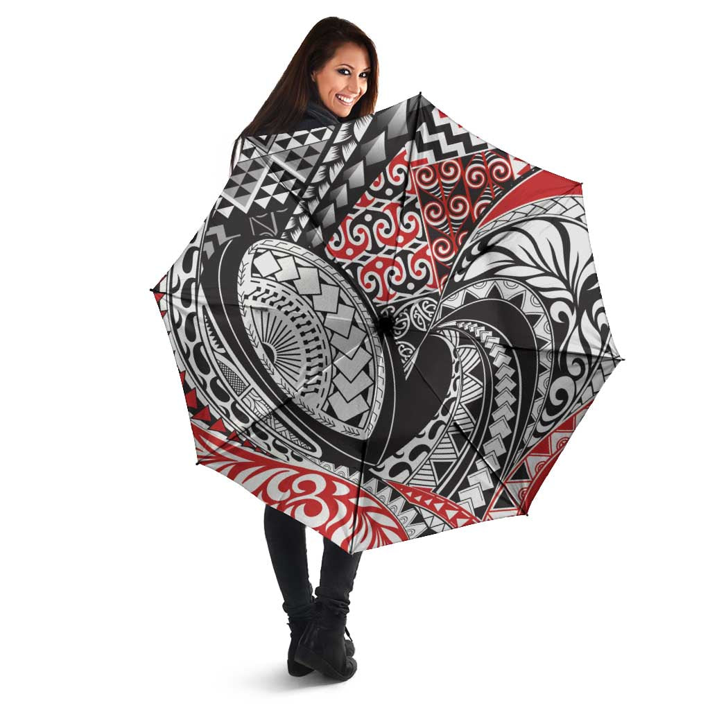 Aotearoa Maori Rugby Tribal Tattoo Umbrella Kowhaiwhai Taniko Patchwork Motifs - Aussie Hoodie