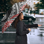 Aotearoa Maori Rugby Tribal Tattoo Umbrella Kowhaiwhai Taniko Patchwork Motifs - Aussie Hoodie