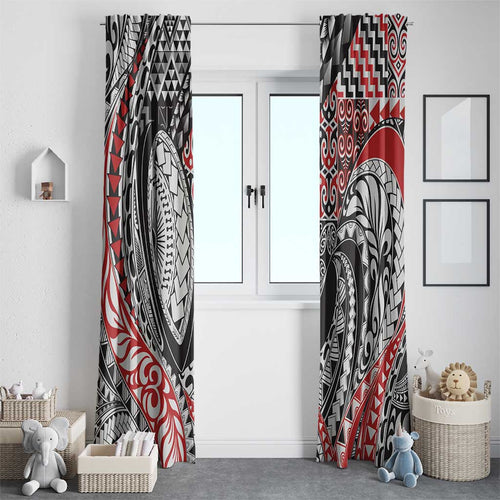 Aotearoa Maori Rugby Tribal Tattoo Window Curtain Kowhaiwhai Taniko Patchwork Motifs