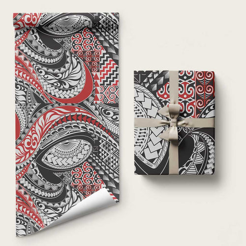 Aotearoa Maori Rugby Tribal Tattoo Wrapping Paper Kowhaiwhai Taniko Patchwork Motifs - Aussie Hoodie