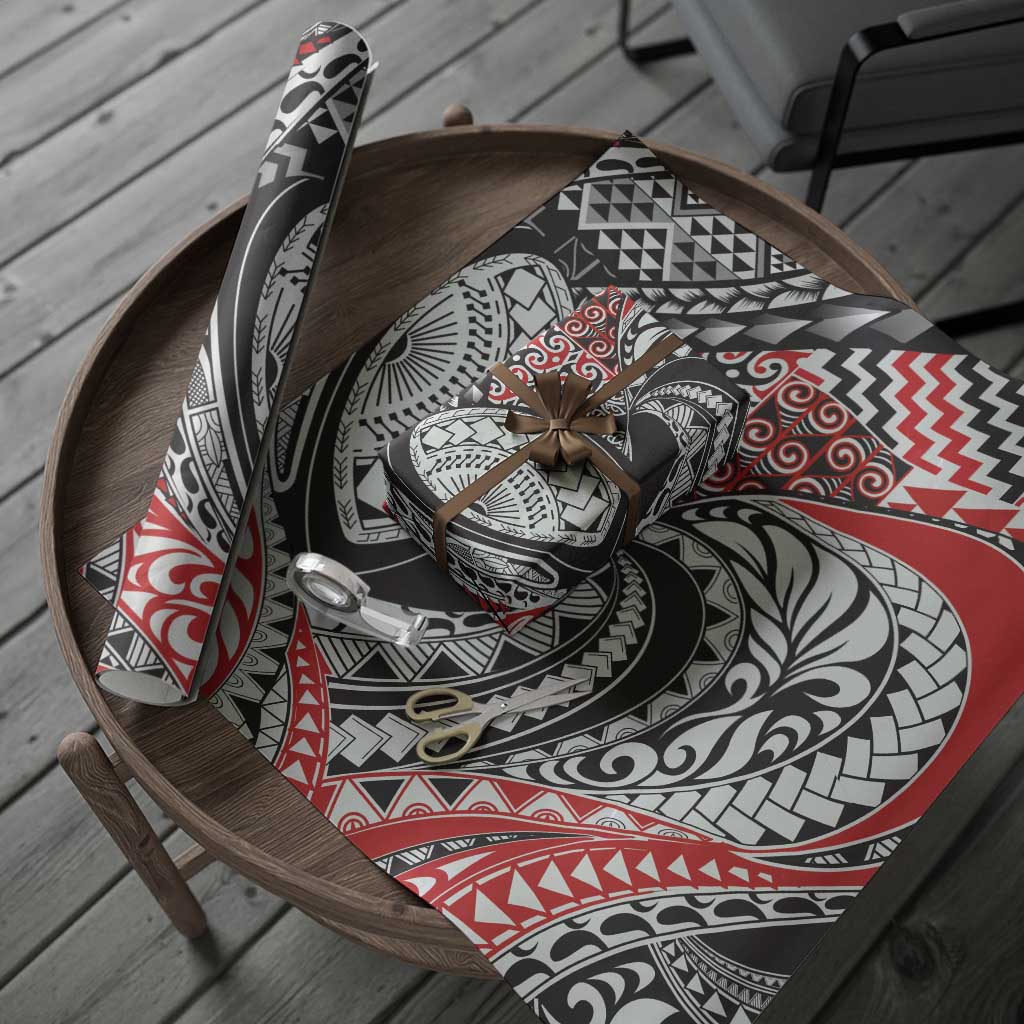 Aotearoa Maori Rugby Tribal Tattoo Wrapping Paper Kowhaiwhai Taniko Patchwork Motifs - Aussie Hoodie