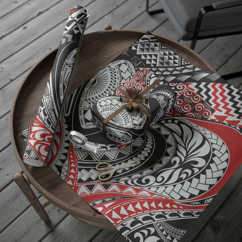 Aotearoa Maori Rugby Tribal Tattoo Wrapping Paper Kowhaiwhai Taniko Patchwork Motifs - Aussie Hoodie