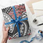 Aotearoa Maori Rugby Tribal Tattoo Wrapping Paper Kowhaiwhai Taniko Patchwork Motifs - Aussie Hoodie