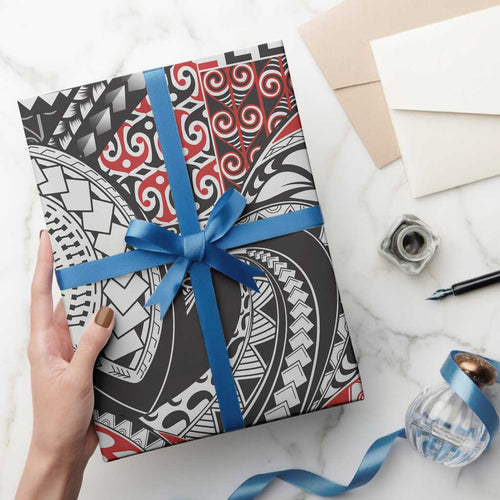 Aotearoa Maori Rugby Tribal Tattoo Wrapping Paper Kowhaiwhai Taniko Patchwork Motifs - Aussie Hoodie