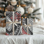 Aotearoa Maori Rugby Tribal Tattoo Wrapping Paper Kowhaiwhai Taniko Patchwork Motifs - Aussie Hoodie