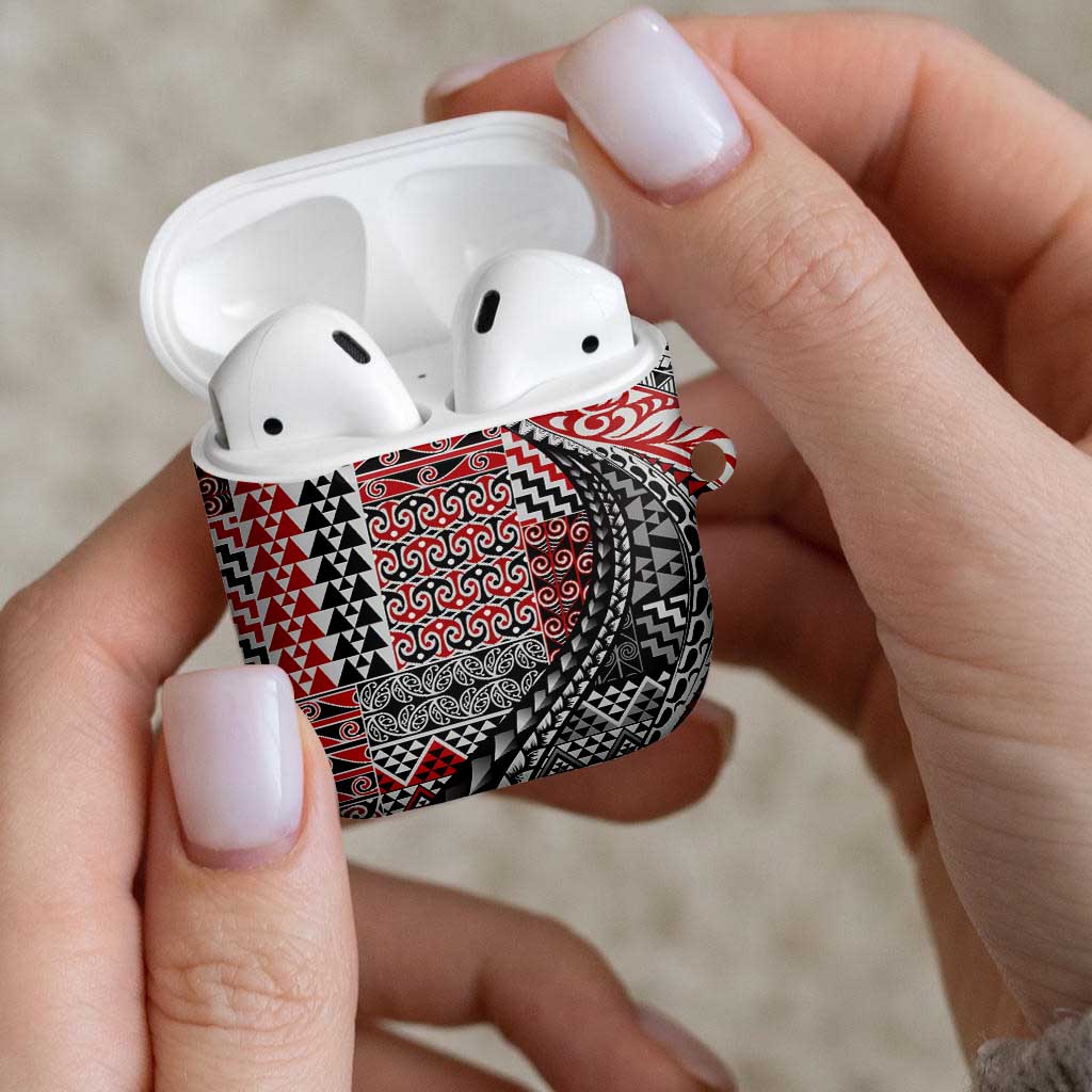 Aotearoa Maori Tribal Tattoo AirPods Case Kowhaiwhai Taniko Patchwork Motifs - Aussie Hoodie