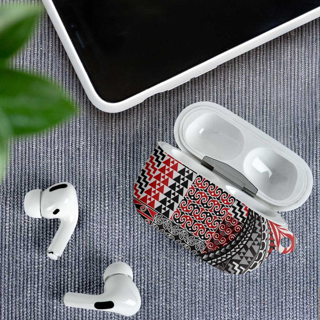 Aotearoa Maori Tribal Tattoo AirPods Case Kowhaiwhai Taniko Patchwork Motifs - Aussie Hoodie