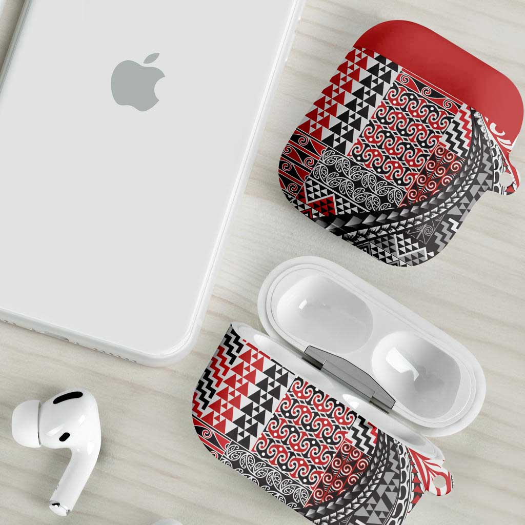 Aotearoa Maori Tribal Tattoo AirPods Case Kowhaiwhai Taniko Patchwork Motifs - Aussie Hoodie