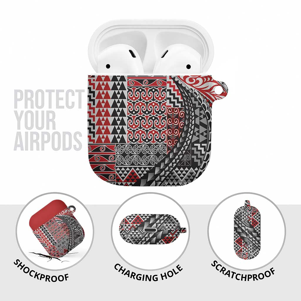 Aotearoa Maori Tribal Tattoo AirPods Case Kowhaiwhai Taniko Patchwork Motifs - Aussie Hoodie