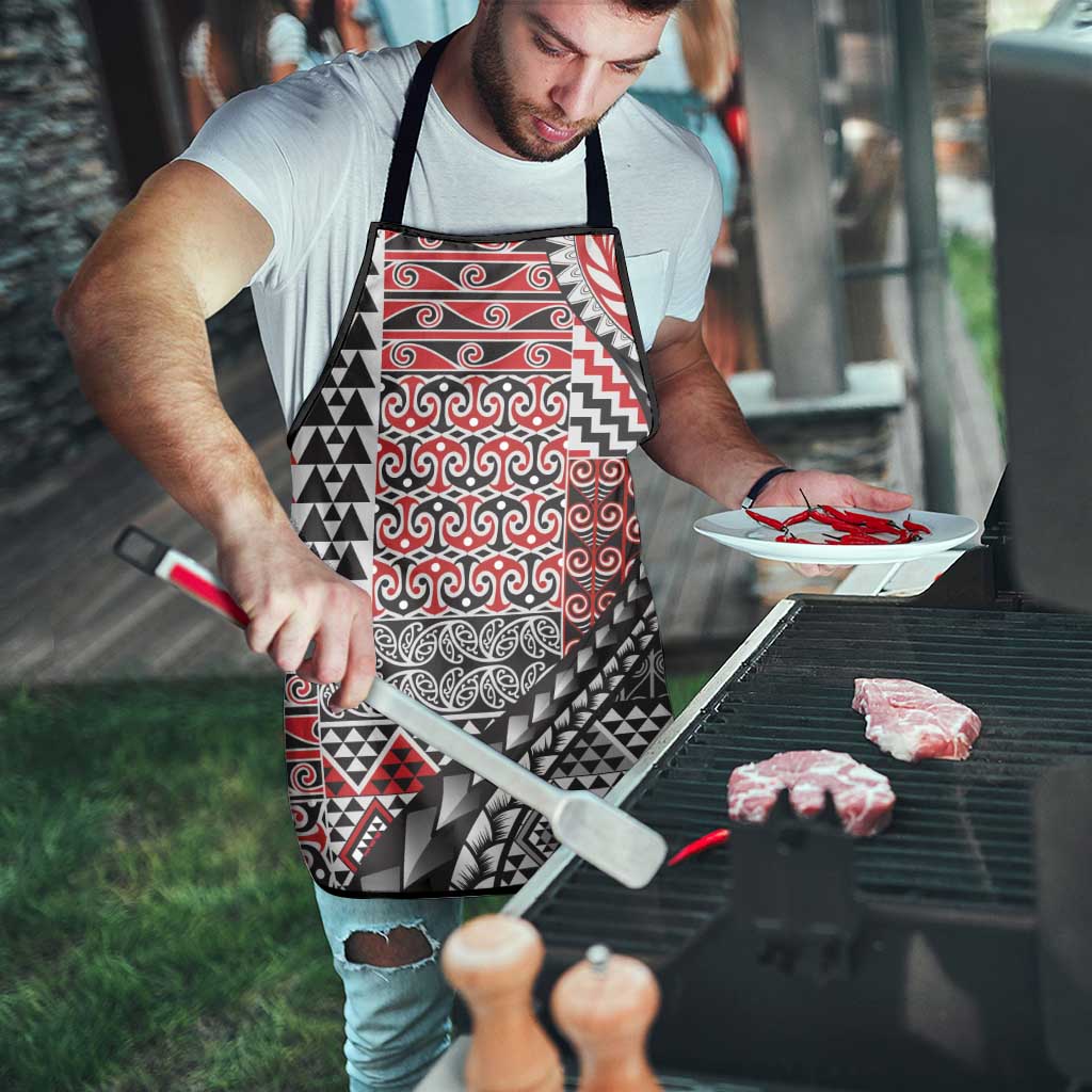 Aotearoa Maori Tribal Tattoo Apron Kowhaiwhai Taniko Patchwork Motifs - Aussie Hoodie