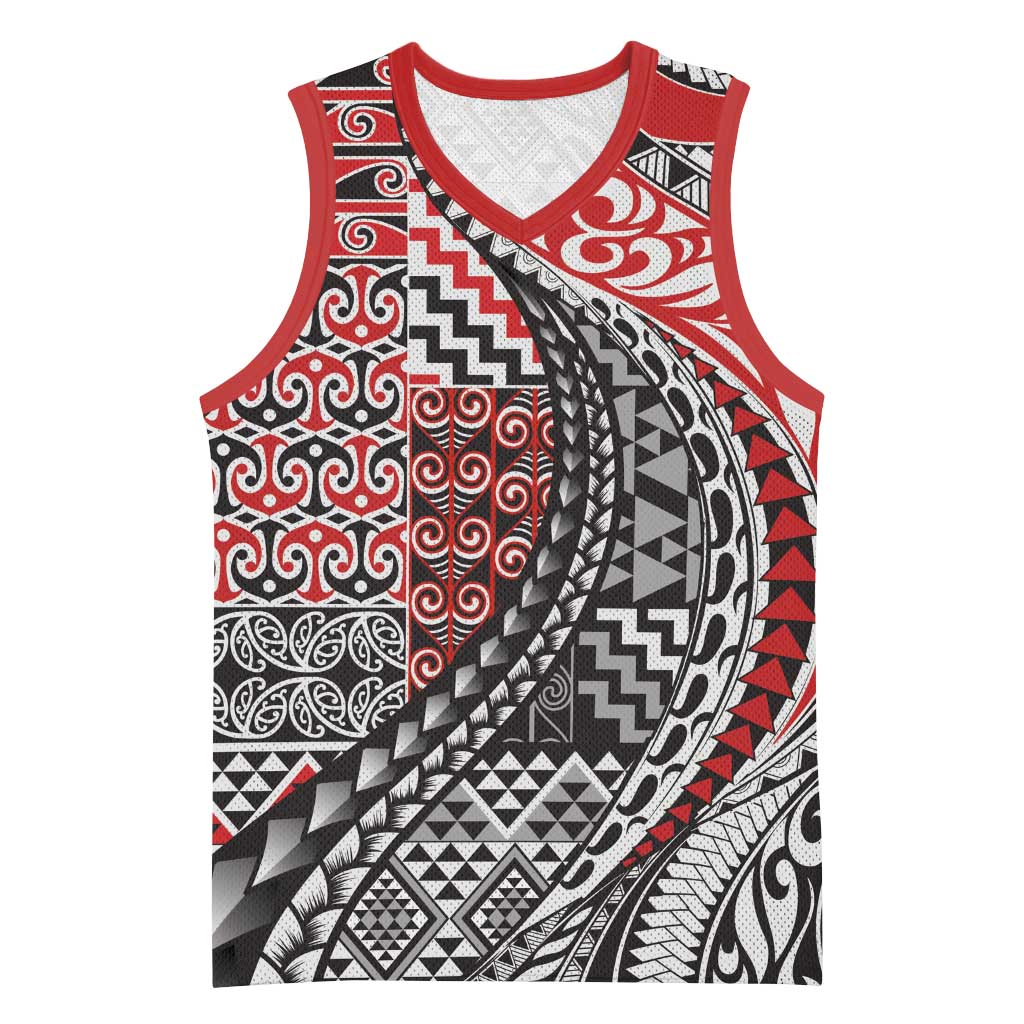 Aotearoa Maori Tribal Tattoo Basketball Jersey Kowhaiwhai Taniko Patchwork Motifs - Aussie Hoodie