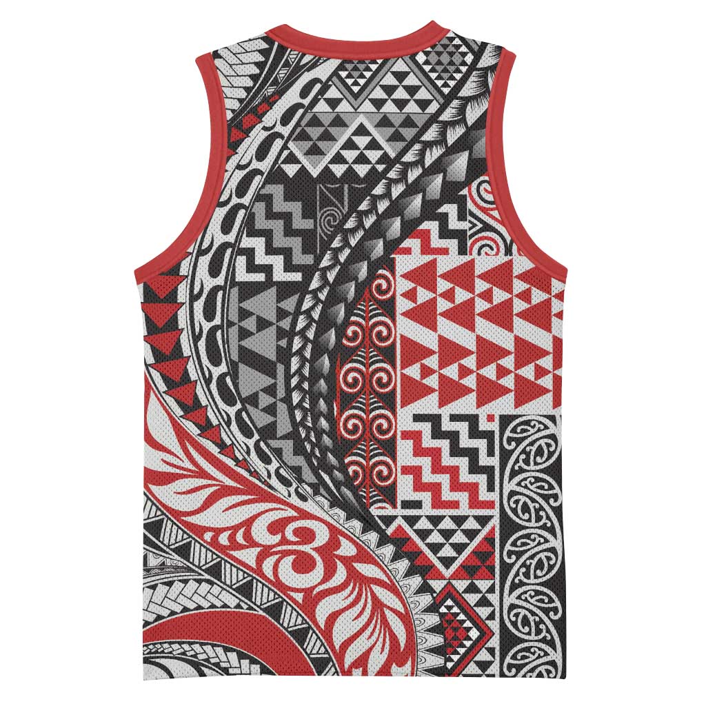 Aotearoa Maori Tribal Tattoo Basketball Jersey Kowhaiwhai Taniko Patchwork Motifs - Aussie Hoodie