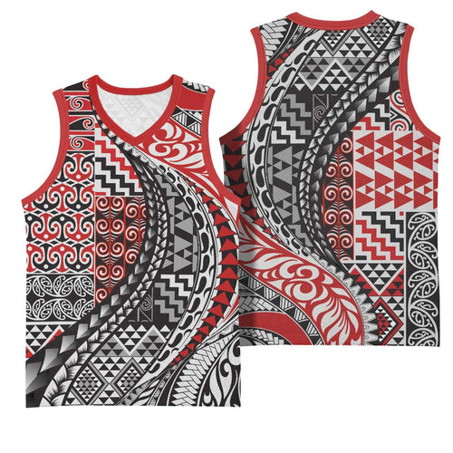 Aotearoa Maori Tribal Tattoo Basketball Jersey Kowhaiwhai Taniko Patchwork Motifs - Aussie Hoodie