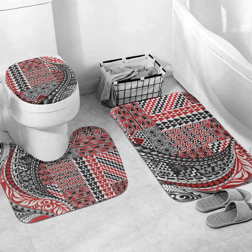 Aotearoa Maori Tribal Tattoo Bathroom Set Kowhaiwhai Taniko Patchwork Motifs - Aussie Hoodie