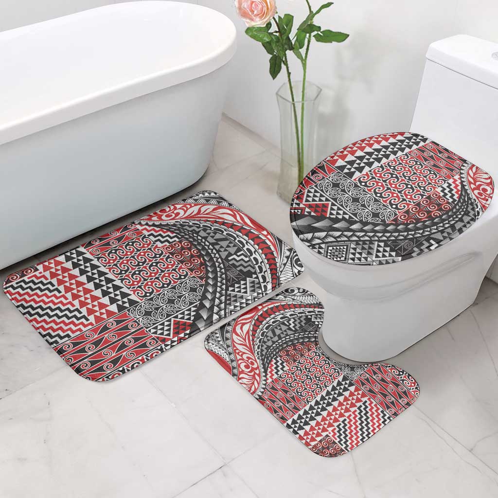 Aotearoa Maori Tribal Tattoo Bathroom Set Kowhaiwhai Taniko Patchwork Motifs - Aussie Hoodie