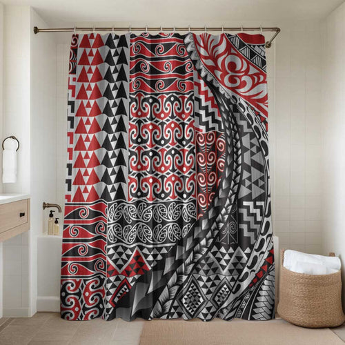 Aotearoa Maori Tribal Tattoo Bathroom Set Kowhaiwhai Taniko Patchwork Motifs - Aussie Hoodie
