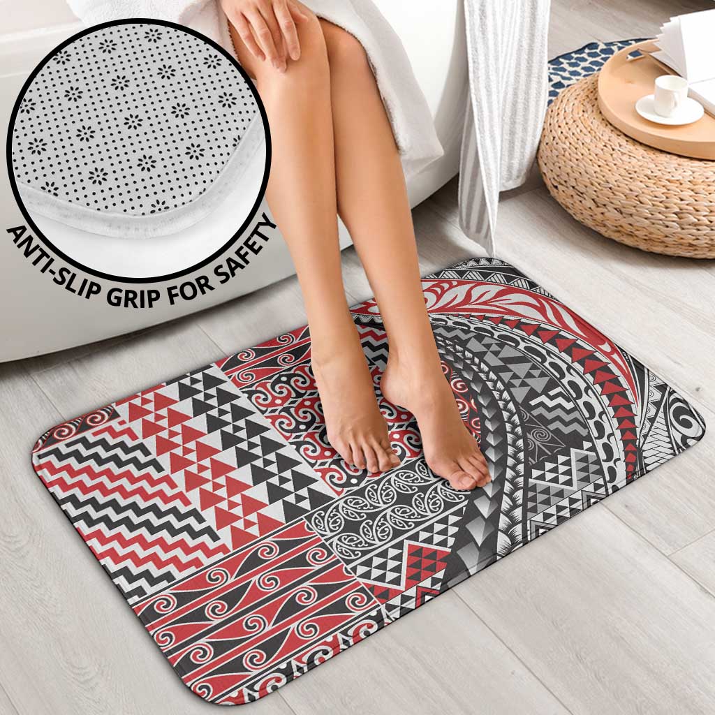 Aotearoa Maori Tribal Tattoo Bathroom Set Kowhaiwhai Taniko Patchwork Motifs - Aussie Hoodie