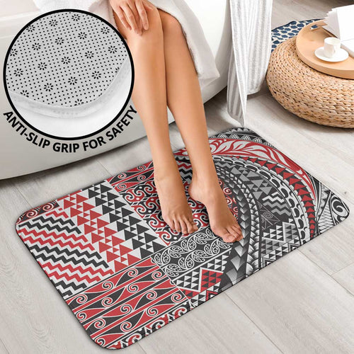 Aotearoa Maori Tribal Tattoo Bathroom Set Kowhaiwhai Taniko Patchwork Motifs - Aussie Hoodie