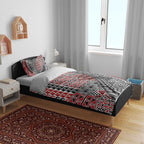 Aotearoa Maori Tribal Tattoo Bedding Set Kowhaiwhai Taniko Patchwork Motifs