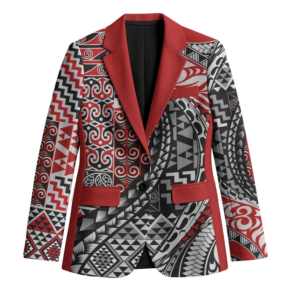 Aotearoa Maori Tribal Tattoo Blazer Kowhaiwhai Taniko Patchwork Motifs - Aussie Hoodie