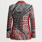 Aotearoa Maori Tribal Tattoo Blazer Kowhaiwhai Taniko Patchwork Motifs - Aussie Hoodie