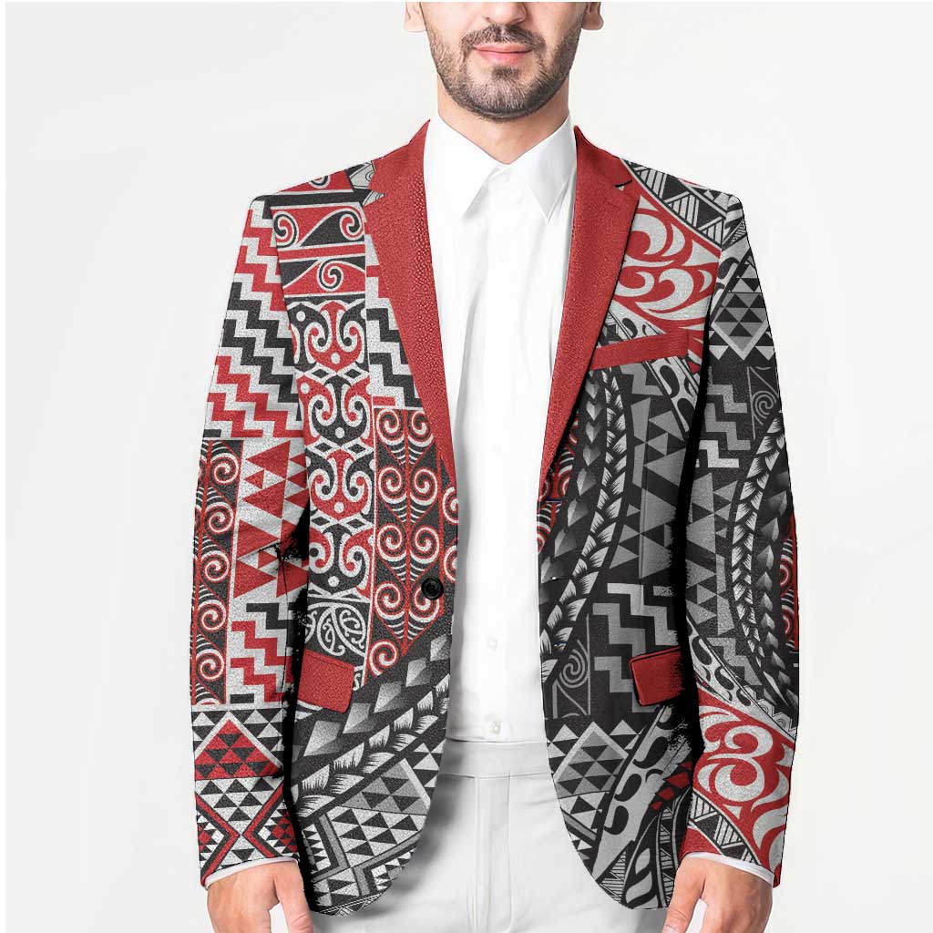 Aotearoa Maori Tribal Tattoo Blazer Kowhaiwhai Taniko Patchwork Motifs - Aussie Hoodie