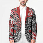 Aotearoa Maori Tribal Tattoo Blazer Kowhaiwhai Taniko Patchwork Motifs - Aussie Hoodie