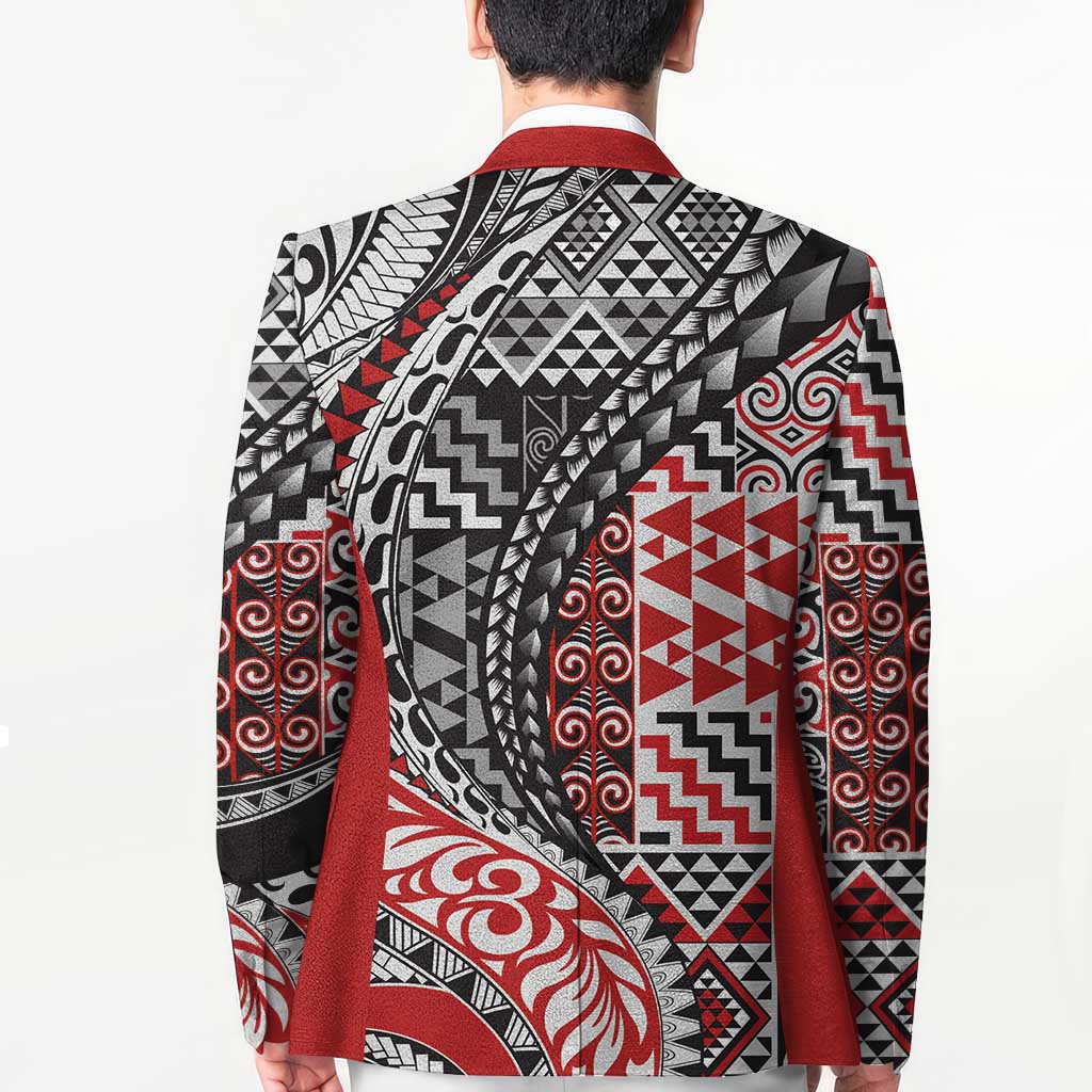 Aotearoa Maori Tribal Tattoo Blazer Kowhaiwhai Taniko Patchwork Motifs - Aussie Hoodie