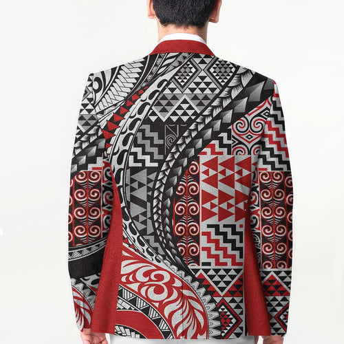 Aotearoa Maori Tribal Tattoo Blazer Kowhaiwhai Taniko Patchwork Motifs - Aussie Hoodie