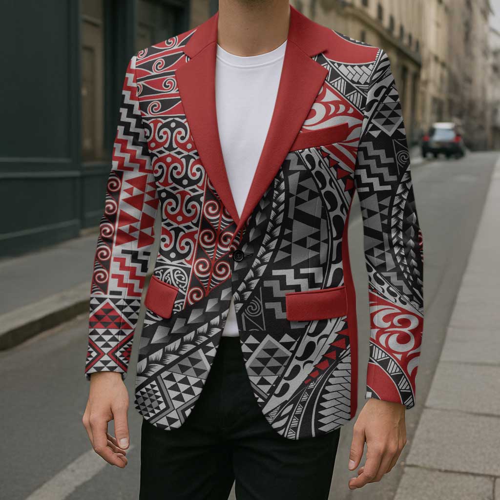 Aotearoa Maori Tribal Tattoo Blazer Kowhaiwhai Taniko Patchwork Motifs - Aussie Hoodie