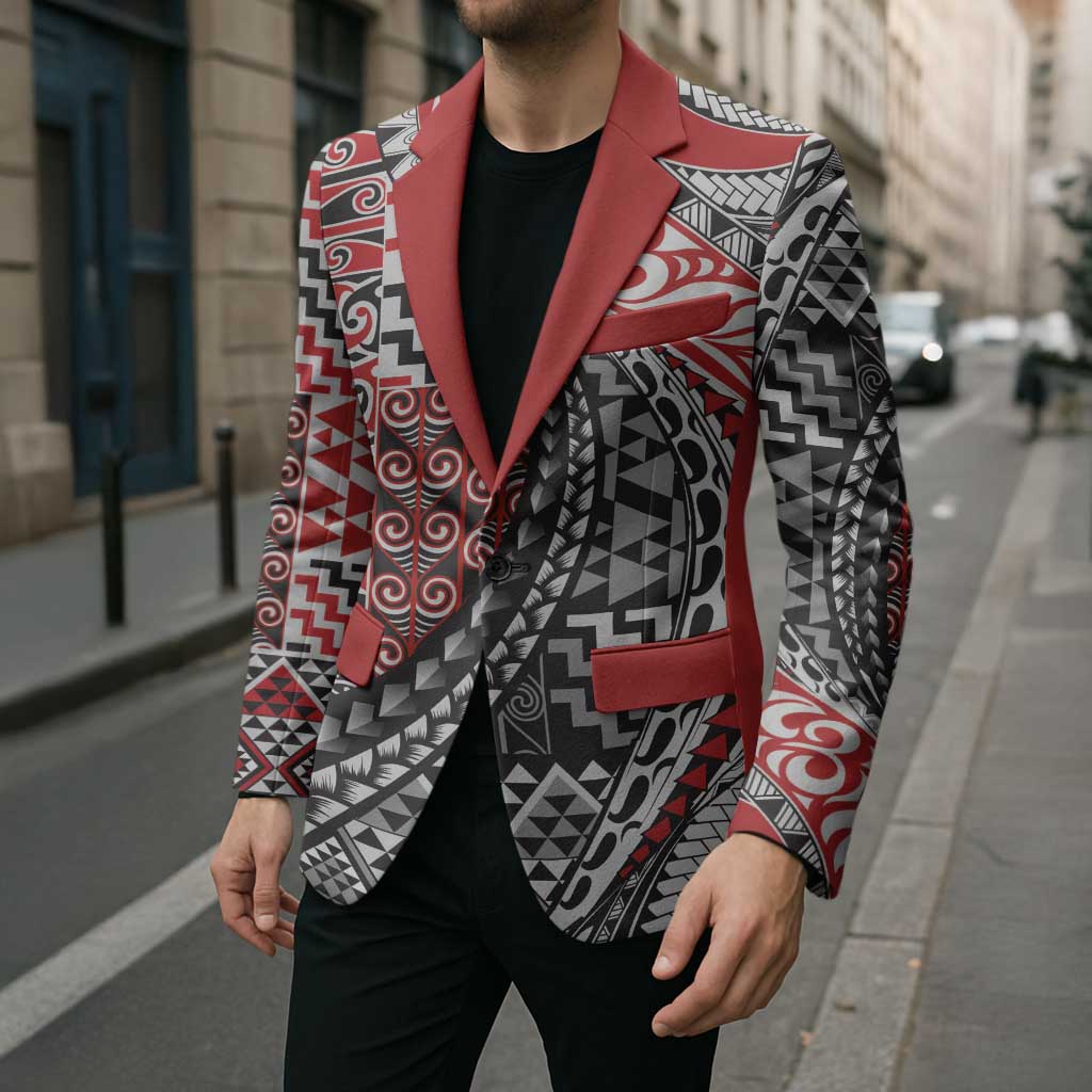 Aotearoa Maori Tribal Tattoo Blazer Kowhaiwhai Taniko Patchwork Motifs - Aussie Hoodie