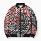 Aotearoa Maori Tribal Tattoo Bomber Puffer Jacket Kowhaiwhai Taniko Patchwork Motifs - Aussie Hoodie