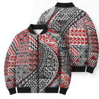 Aotearoa Maori Tribal Tattoo Bomber Puffer Jacket Kowhaiwhai Taniko Patchwork Motifs - Aussie Hoodie